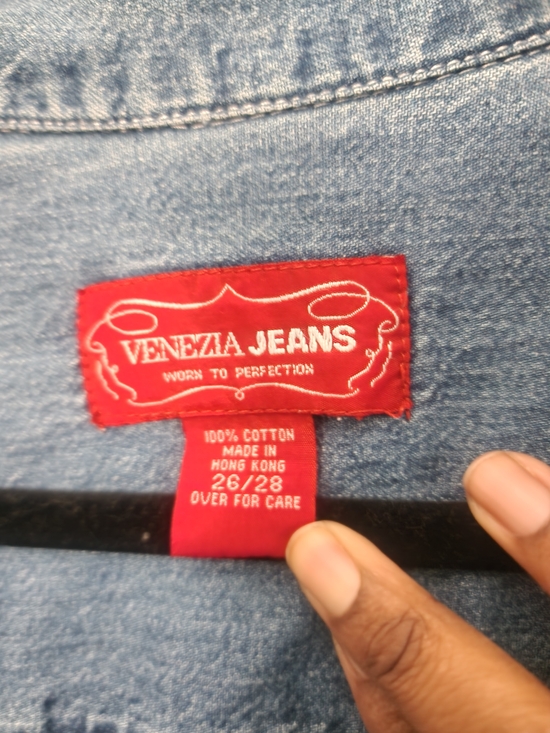 Vintage-Inspired Denim Zip-Front Short Sleeve Shirt - Blue - Picture 3 of 5